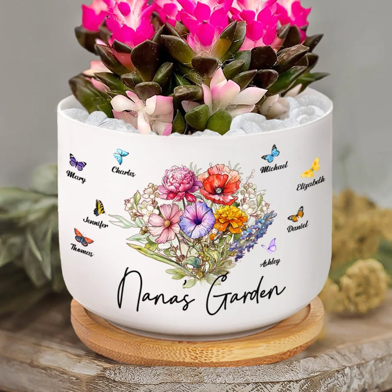 Custom Name Grandma's Garden Gifts for Grandma - Personalized Ceramic Plant Pot
