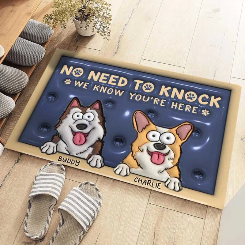 Custom Name Funny Dog Welcome Decor - Personalized Doormat