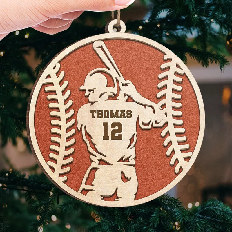 Custom Name and Number Baseball Gifts for Players - Personalized Ornament