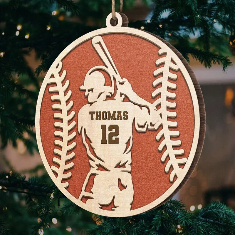 Custom Name and Number Baseball Gifts for Players - Personalized Ornament