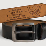 Custom Name Funny Love Gifts for Couples - Personalized Engraved Leather Belt