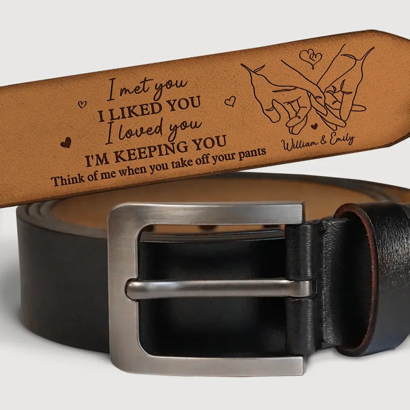 Custom Name Funny Love Gifts for Couples - Personalized Engraved Leather Belt