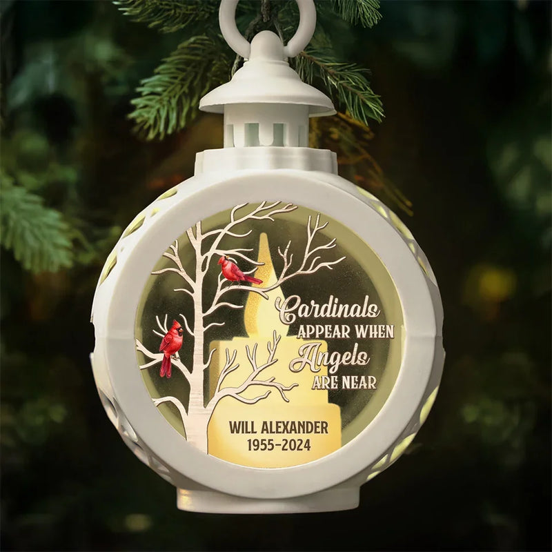 Cardinals Appear When Angels Are Near - Memorial Personalized Custom Candlelight Lantern Ornament - Sympathy Gift, Christmas Gift For Family Members