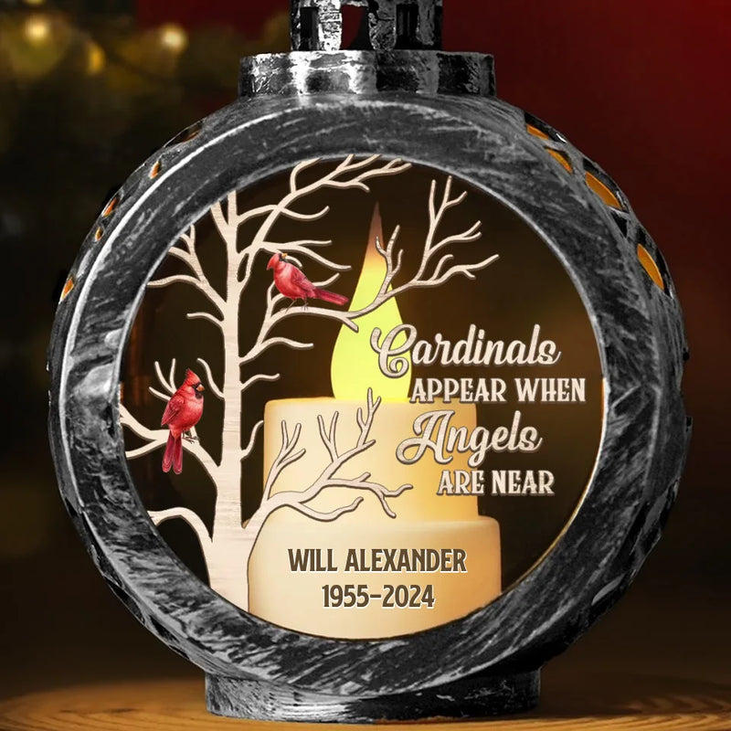 Cardinals Appear When Angels Are Near - Memorial Personalized Custom Candlelight Lantern Ornament - Sympathy Gift, Christmas Gift For Family Members