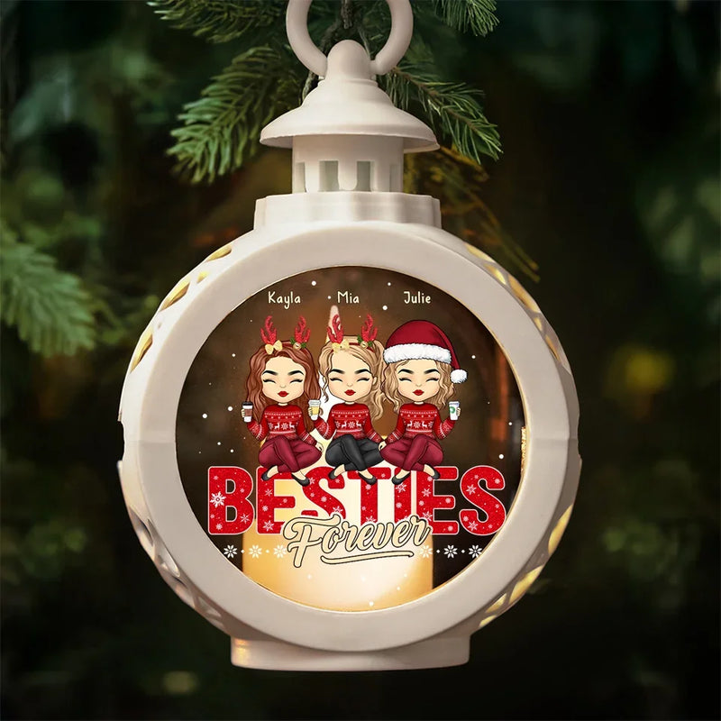 Custom Name Christmas Besties Gifts for Women - Personalized Candlelight Lantern Ornament