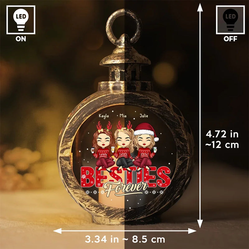 Custom Name Christmas Besties Gifts for Women - Personalized Candlelight Lantern Ornament