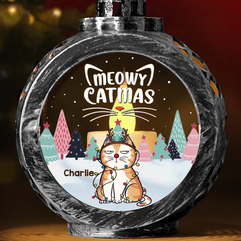 Catmas Is Coming To Your Town - Cat Personalized Custom Candlelight Lantern Ornament - Christmas Gift For Pet Owners, Pet Lovers
