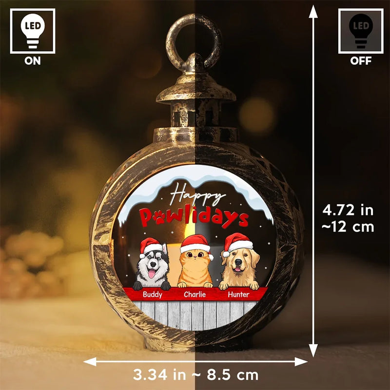Furry Holiday Wishes - Dog & Cat Personalized Custom Candlelight Lantern Ornament - Christmas Gift For Pet Owners, Pet Lovers