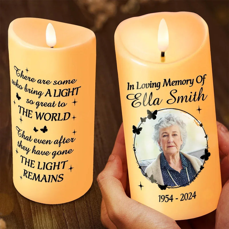 Custom Photo Each Memory Is A Glimpse Of Joy We Shared - Memorial Personalized Custom LED Candle - Sympathy Gift, Christmas Gift For Family Members