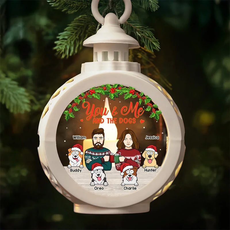 You & Me And The Fur Babies - Couple Personalized Custom Candlelight Lantern Ornament - Christmas Gift For Husband Wife, Anniversary, Pet Owners, Pet Lovers