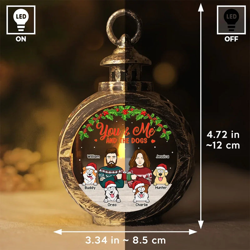 You & Me And The Fur Babies - Couple Personalized Custom Candlelight Lantern Ornament - Christmas Gift For Husband Wife, Anniversary, Pet Owners, Pet Lovers