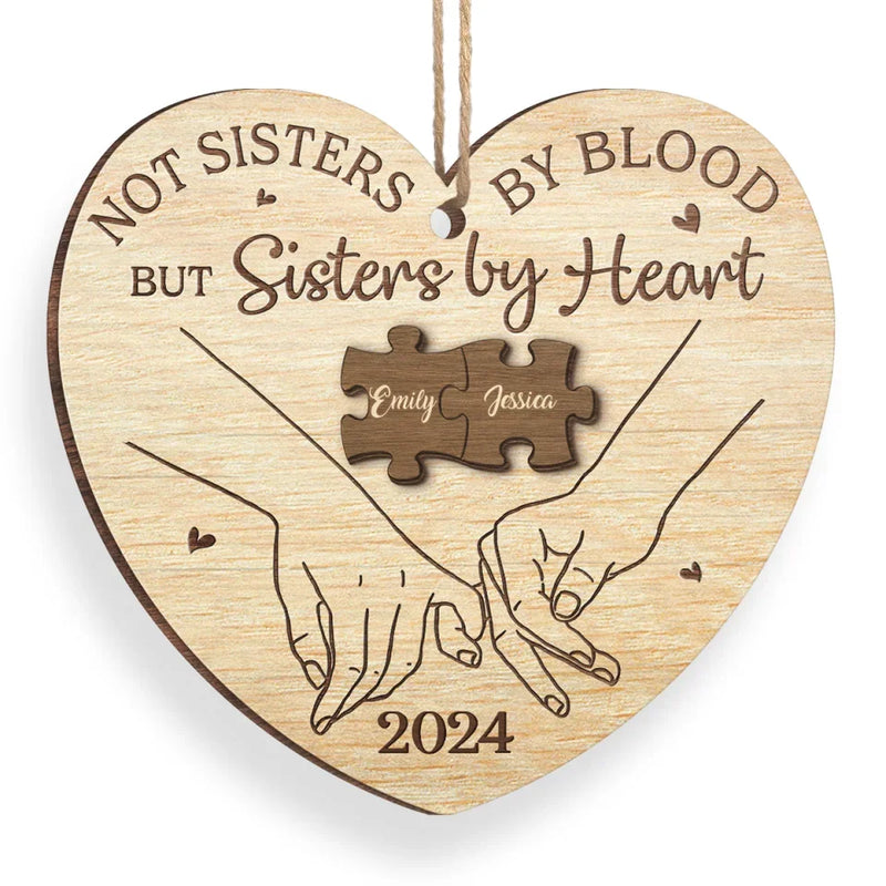 Our Hearts Tied Together - Bestie Personalized Custom Ornament - Wood Custom Shaped - Christmas Gift For Best Friends, BFF, Sisters