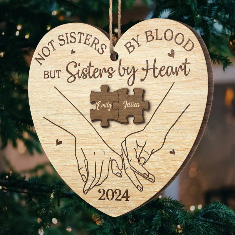 Our Hearts Tied Together - Bestie Personalized Custom Ornament - Wood Custom Shaped - Christmas Gift For Best Friends, BFF, Sisters