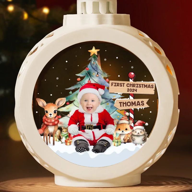 Custom Photo Love Grows With Every Little Moment - Family Personalized Custom Candlelight Lantern Ornament - Christmas Gift For Baby Kids, Newborn Baby, First Christmas