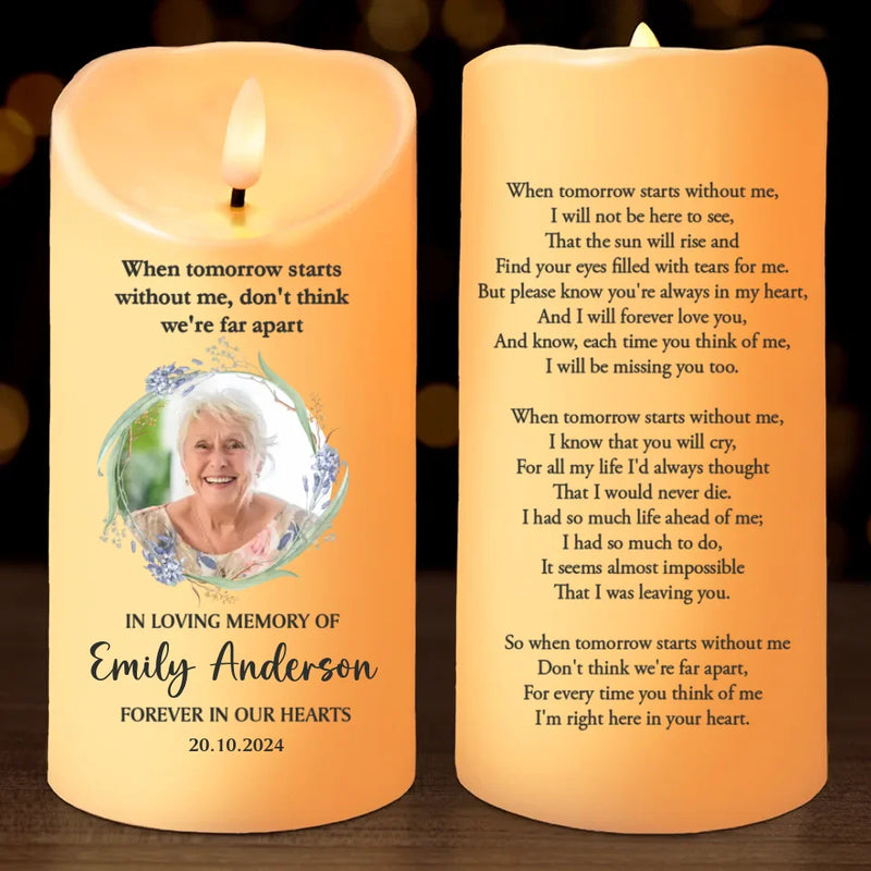 Custom Photo Thank You For The Memories - Memorial Personalized Custom LED Candle - Sympathy Gift, Christmas Gift For Family Members