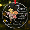 Besties Are Different Flowers From The Same Garden - Bestie Personalized Custom Circle Glass Ornament - Christmas Gift For Best Friends, BFF, Sisters