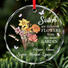 Besties Are Different Flowers From The Same Garden - Bestie Personalized Custom Circle Glass Ornament - Christmas Gift For Best Friends, BFF, Sisters