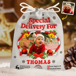 Custom Photo Christmas Special Delivery Gifts for Kids - Personalized Favor Bag