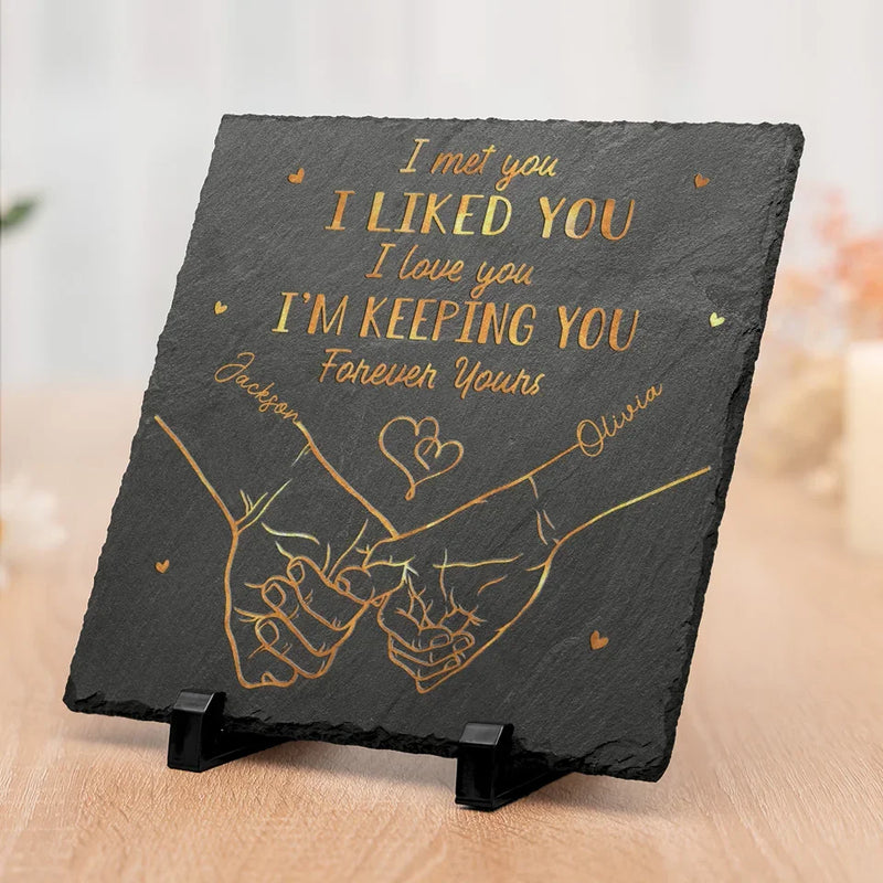 From Our First Kiss Till Our Last Breath - Couple Personalized Custom Square Shaped Stone With Stand - Christmas Gift For Husband Wife, Anniversary, First Christmas