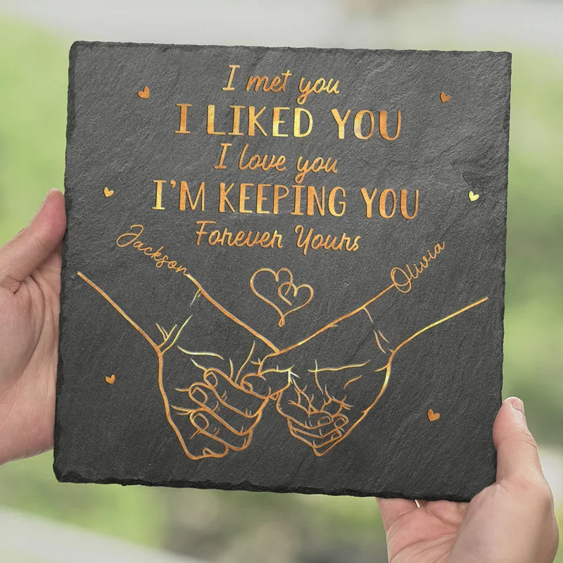 From Our First Kiss Till Our Last Breath - Couple Personalized Custom Square Shaped Stone With Stand - Christmas Gift For Husband Wife, Anniversary, First Christmas