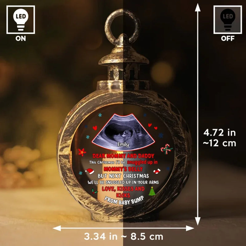 Custom Photo This Christmas I'll Be Snuggled Up In Mommy's Belly - Family Personalized Custom Candlelight Lantern Ornament - Christmas Gift For Baby Kids, Newborn Baby