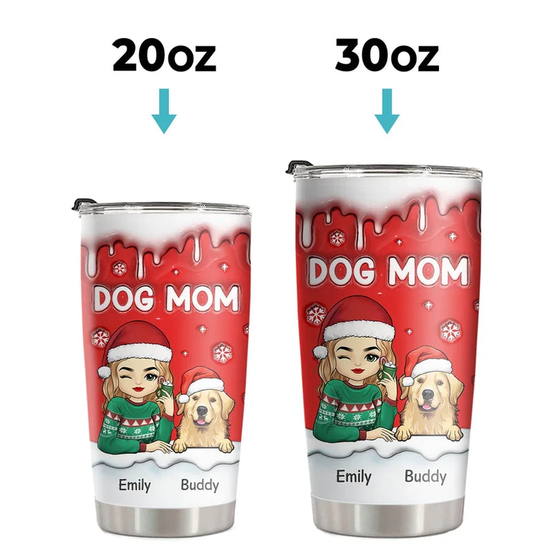 Furry And Festive - Dog & Cat Personalized Custom 3D Inflated Effect Printed Tumbler - Christmas Gift For Pet Owners, Pet Lovers