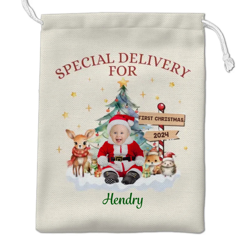 Custom Photo Special Delivery For My Kid - Personalized Custom Christmas Favor Bag - Christmas Gift For Kid