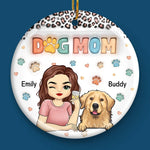 Custom Name Dog Mom Gifts for Dog Lovers - Personalized Ceramic Ornament