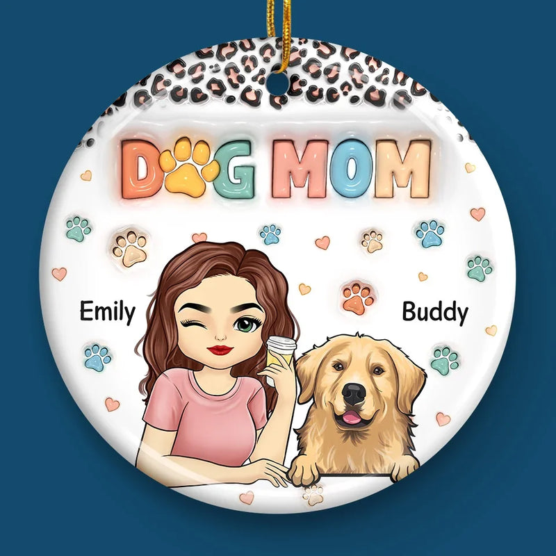 Paws And Joy Make Christmas Bright - Dog & Cat Personalized Custom 3D Inflated Effect Printed Ornament - Ceramic Round Shaped - Christmas Gift For Pet Owners, Pet Lovers