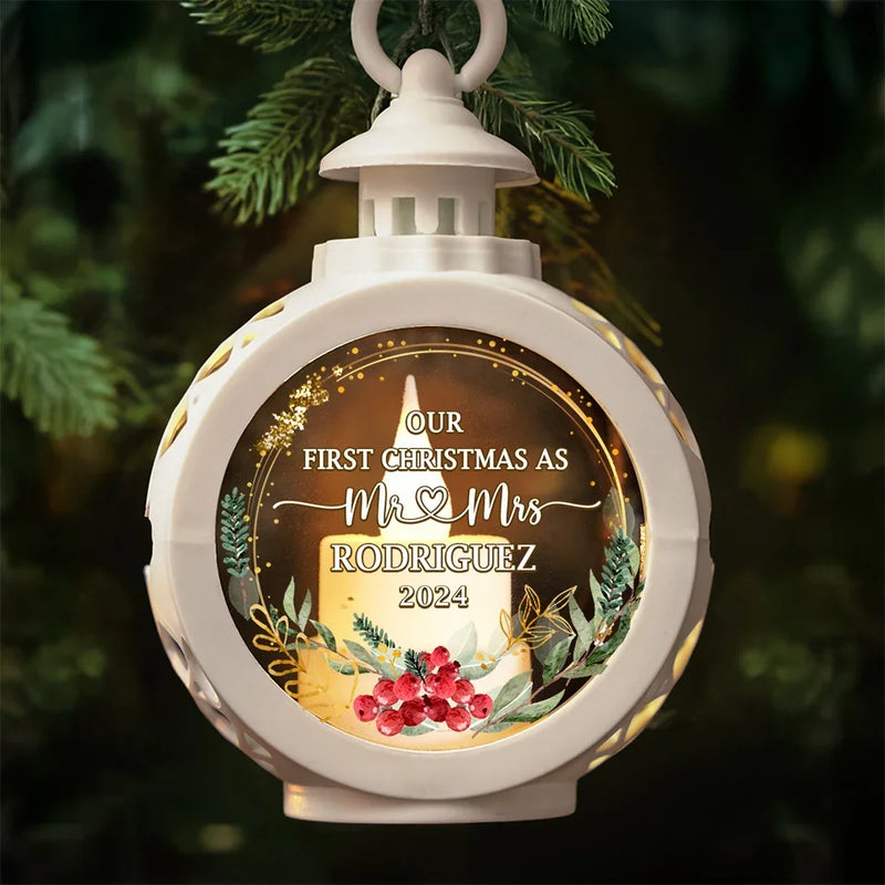 Custom Name First Christmas Couple Gifts - Personalized Candlelight Lantern Ornament