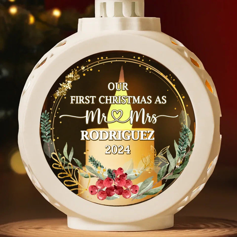 Custom Name First Christmas Couple Gifts - Personalized Candlelight Lantern Ornament