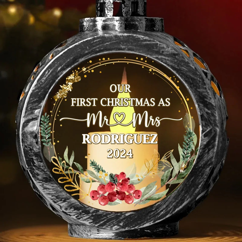 Custom Name First Christmas Couple Gifts - Personalized Candlelight Lantern Ornament