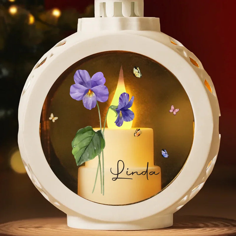 Custom Name Floral Butterfly Christmas Decor - Personalized Candlelight Lantern Ornament