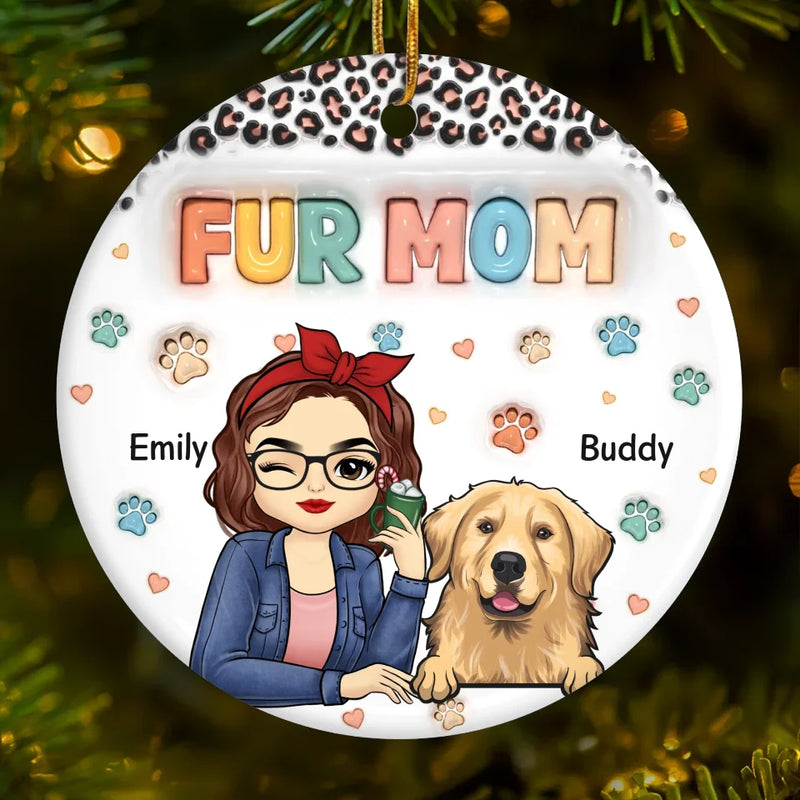 Paws And Joy Make Christmas Bright - Dog & Cat Personalized Custom 3D Inflated Effect Printed Ornament - Ceramic Round Shaped - Christmas Gift For Pet Owners, Pet Lovers