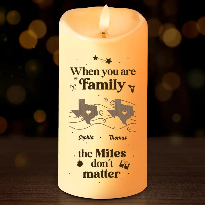 Family Is Not Defined By Distance, But By Love - Family Personalized Custom LED Candle - Christmas Gift For Family Members