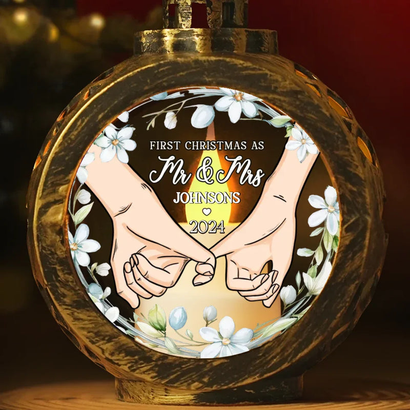 Custom Name First Christmas as Mr and Mrs Gifts for Couples - Personalized Candlelight Lantern Ornament