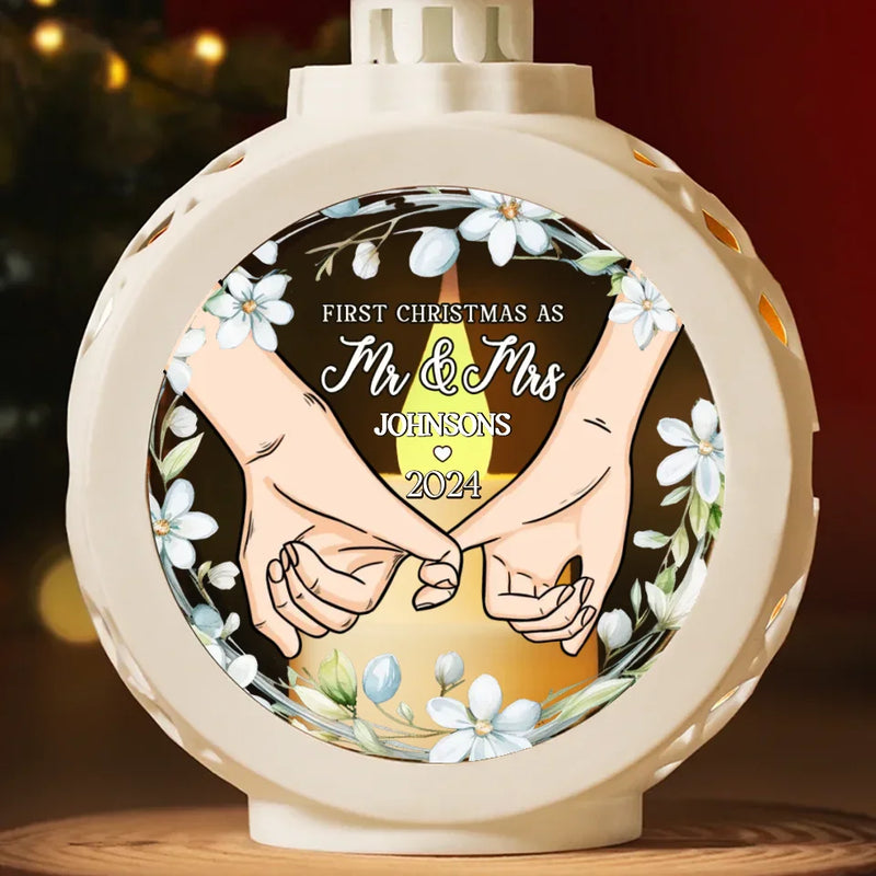 Custom Name First Christmas as Mr and Mrs Gifts for Couples - Personalized Candlelight Lantern Ornament