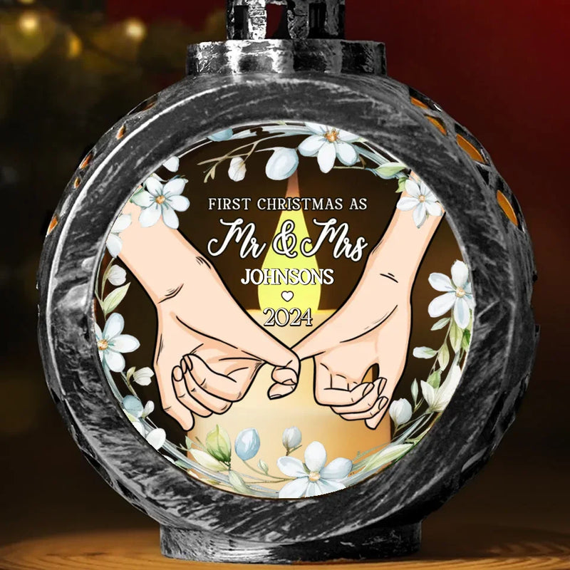 Custom Name First Christmas as Mr and Mrs Gifts for Couples - Personalized Candlelight Lantern Ornament