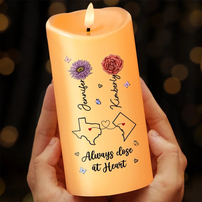 Always Close At Heart - Bestie Personalized Custom LED Candle - Christmas Gift For Best Friends, BFF, Sisters
