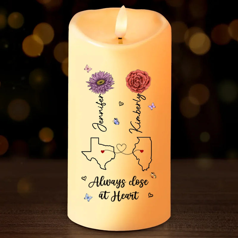Always Close At Heart - Bestie Personalized Custom LED Candle - Christmas Gift For Best Friends, BFF, Sisters
