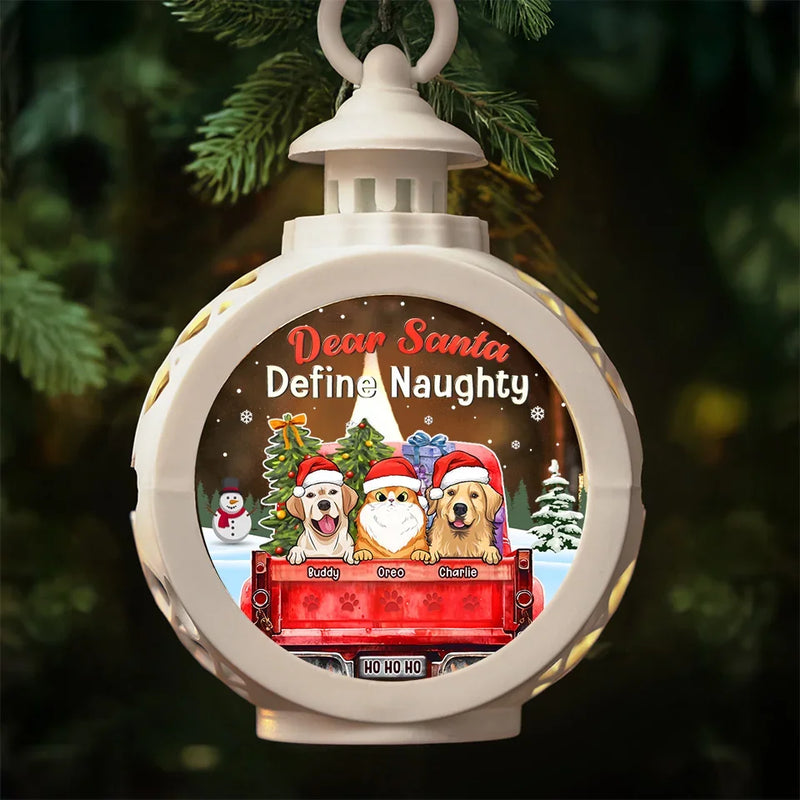 Custom Name Funny Christmas Dog Gifts for Dog Lovers - Personalized Candlelight Lantern Ornament