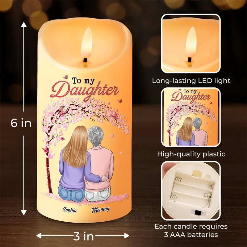 Never Forget That I Love You - Family Personalized Custom LED Candle - Christmas Gift For Mom, Daughter