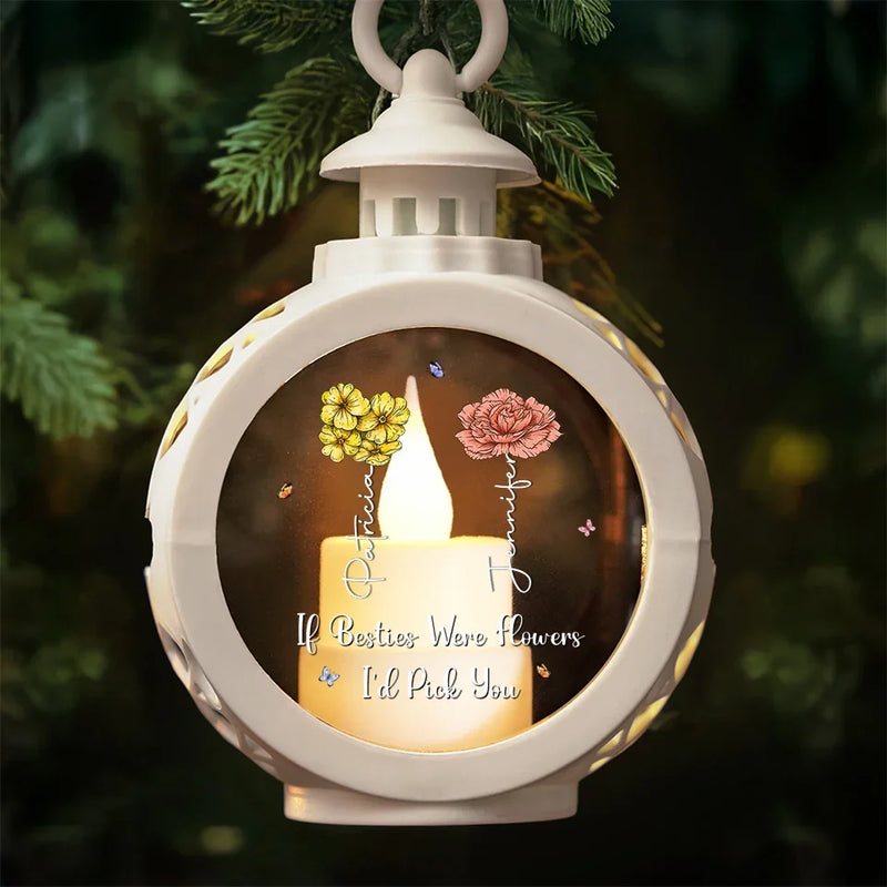 Happiness Is Your Best Friend Being Your Sister - Bestie Candlelight Lantern Ornament - Christmas Gift For Best Friends, BFF, Sisters