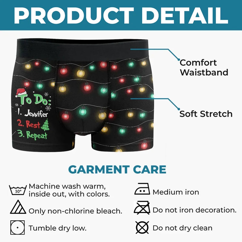 Grinch To Do List - Funny Personalized Custom Boxer Briefs, Men's Boxers - Christmas Gift For Boyfriend, Husband, Anniversary