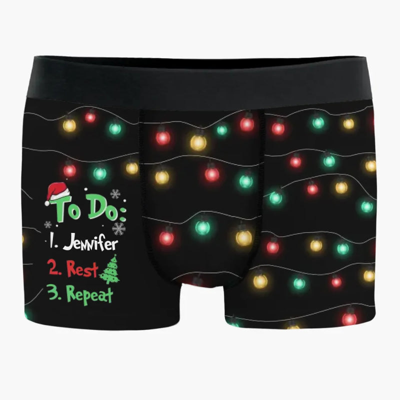 Grinch To Do List - Funny Personalized Custom Boxer Briefs, Men's Boxers - Christmas Gift For Boyfriend, Husband, Anniversary