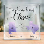 Custom Name Long Distance Loved Ones Gifts - Personalized Shaped Acrylic Plaque