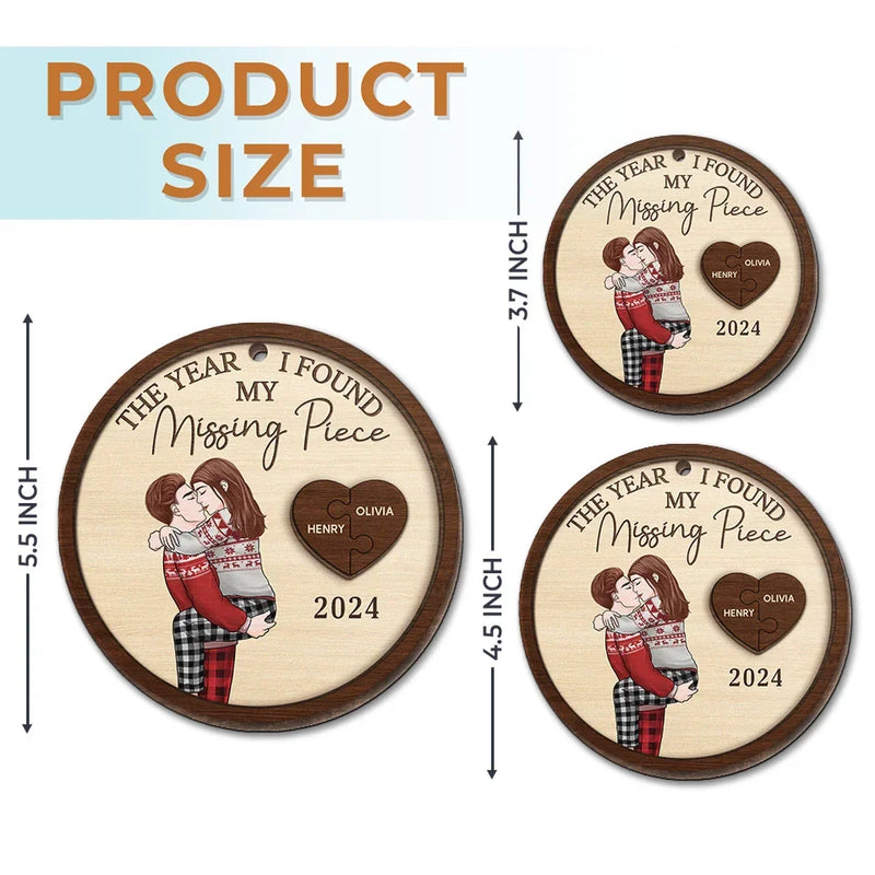 The Year I Discovered My Heart’s Missing Link - Couple Personalized Custom Ornament - Wood Custom Shaped - Christmas Gift For Husband Wife, Anniversary