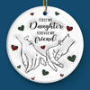 The Miracle Of A Mom Is In Her Love - Family Personalized Custom 3D Inflated Effect Printed Ornament - Ceramic Round Shaped - Christmas Gift For Mom, Daughter