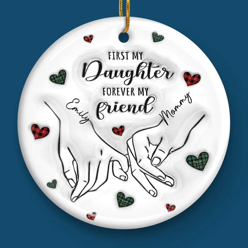 The Miracle Of A Mom Is In Her Love - Family Personalized Custom 3D Inflated Effect Printed Ornament - Ceramic Round Shaped - Christmas Gift For Mom, Daughter