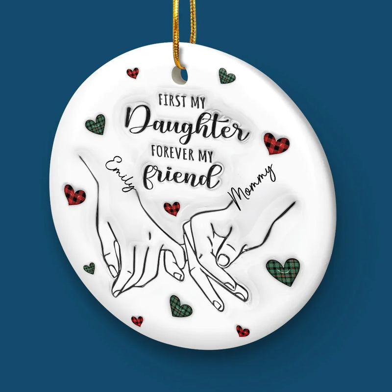 The Miracle Of A Mom Is In Her Love - Family Personalized Custom 3D Inflated Effect Printed Ornament - Ceramic Round Shaped - Christmas Gift For Mom, Daughter